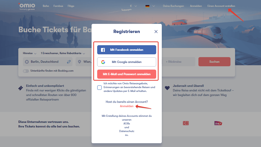 10 Euro Rabatt von Omio bekommen